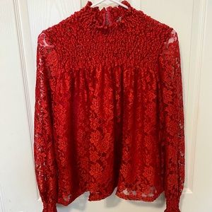 Red lace blouse - Anthropologie